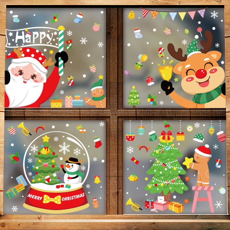 Christmas Wall Sticker Wall Decor Door Glass Sticker For Window Holiday ...