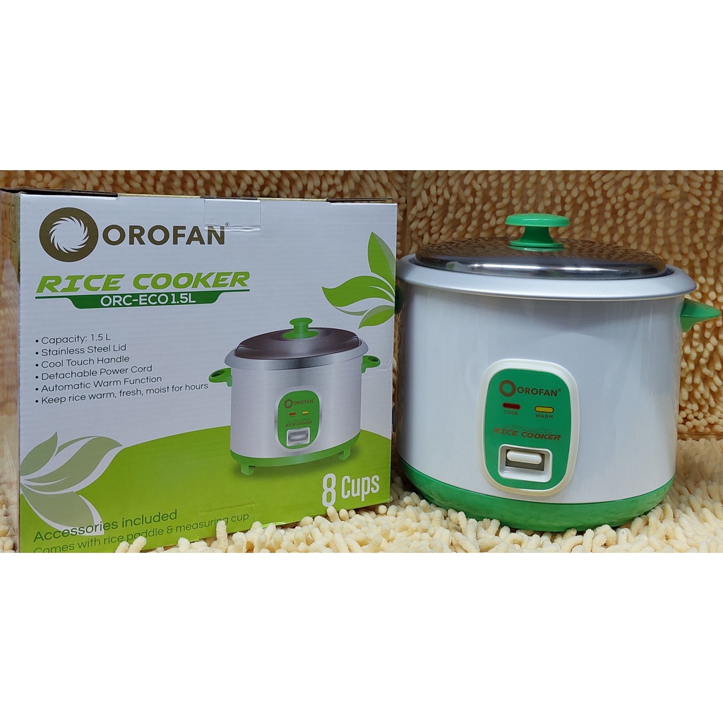 Orofan Stainless Steel Lid Rice Cooker ORCECO 1.5 liters Shopee