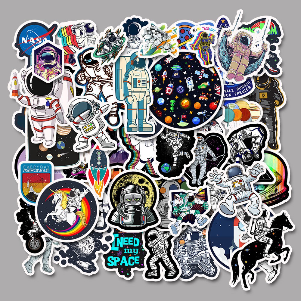 50PCS Astronaut Stickers Toys for Children Alien UFO Outer Space Rocket ...