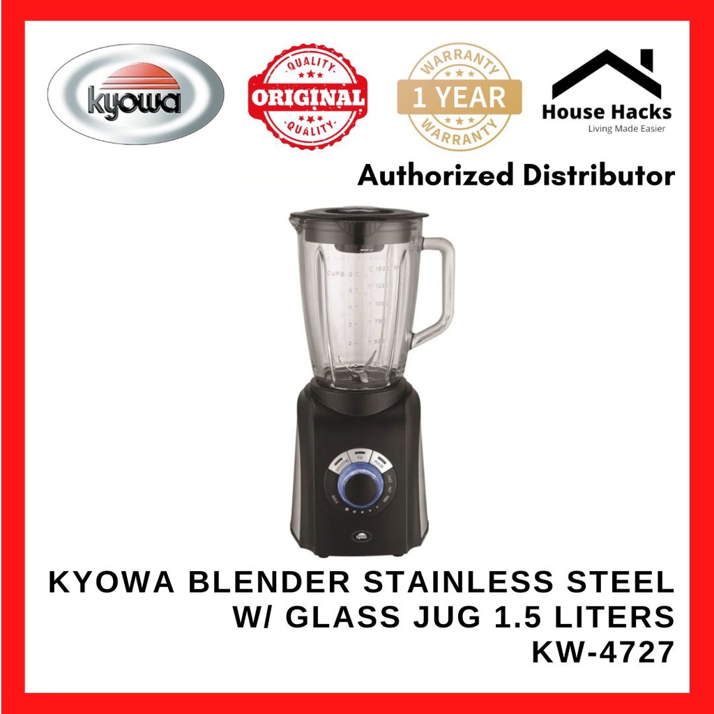 Kyowa Blender Stainless Steel w/ Glass Jug 1.5 Liters / KW4727 (House