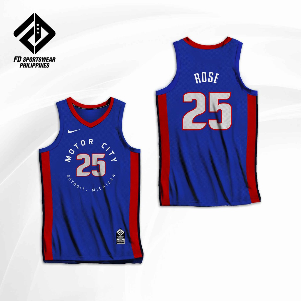 DERRICK ROSE MOTOR CITY DETRIOT PISTONS 2020 2021 CITY EDITION FULL SUBLIMATED JERSEY