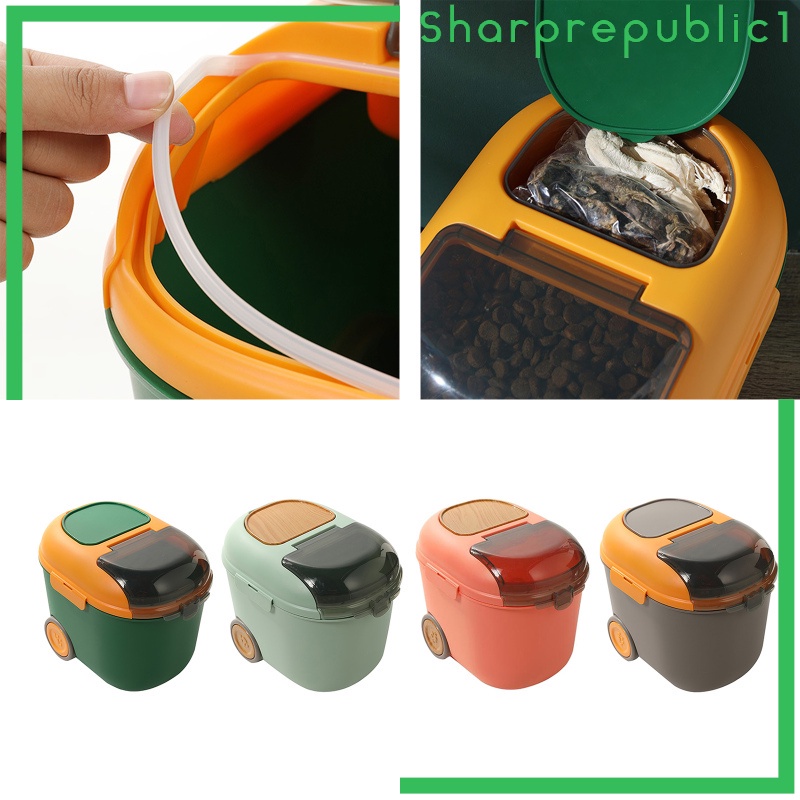 [shpre1] Pet Food Storage Cat Food Bucket Dry Transparent Lid Container