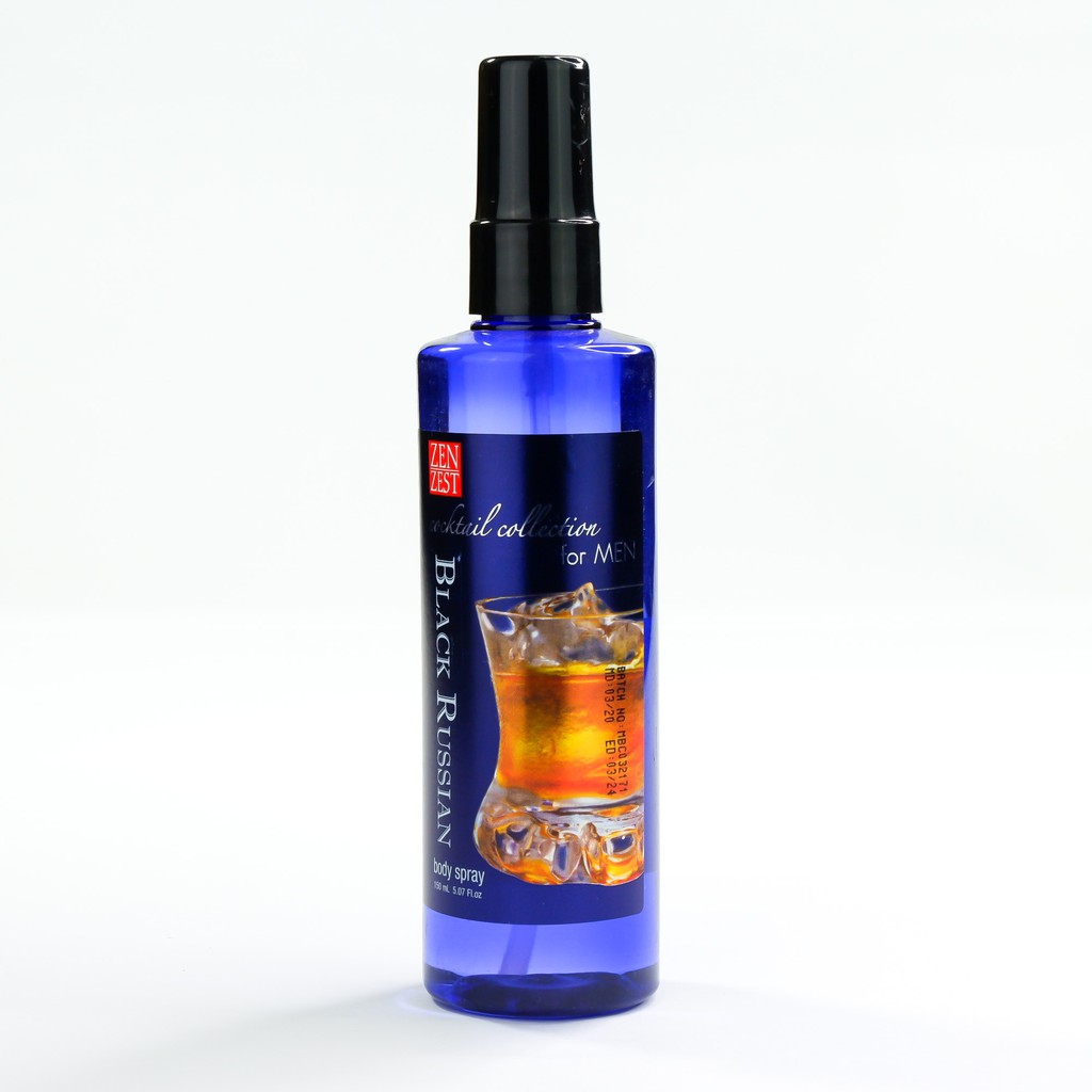 Zen Zest Oil Based Cocktail Body Spray For Men 150mL BLACK RUSSIAN Long