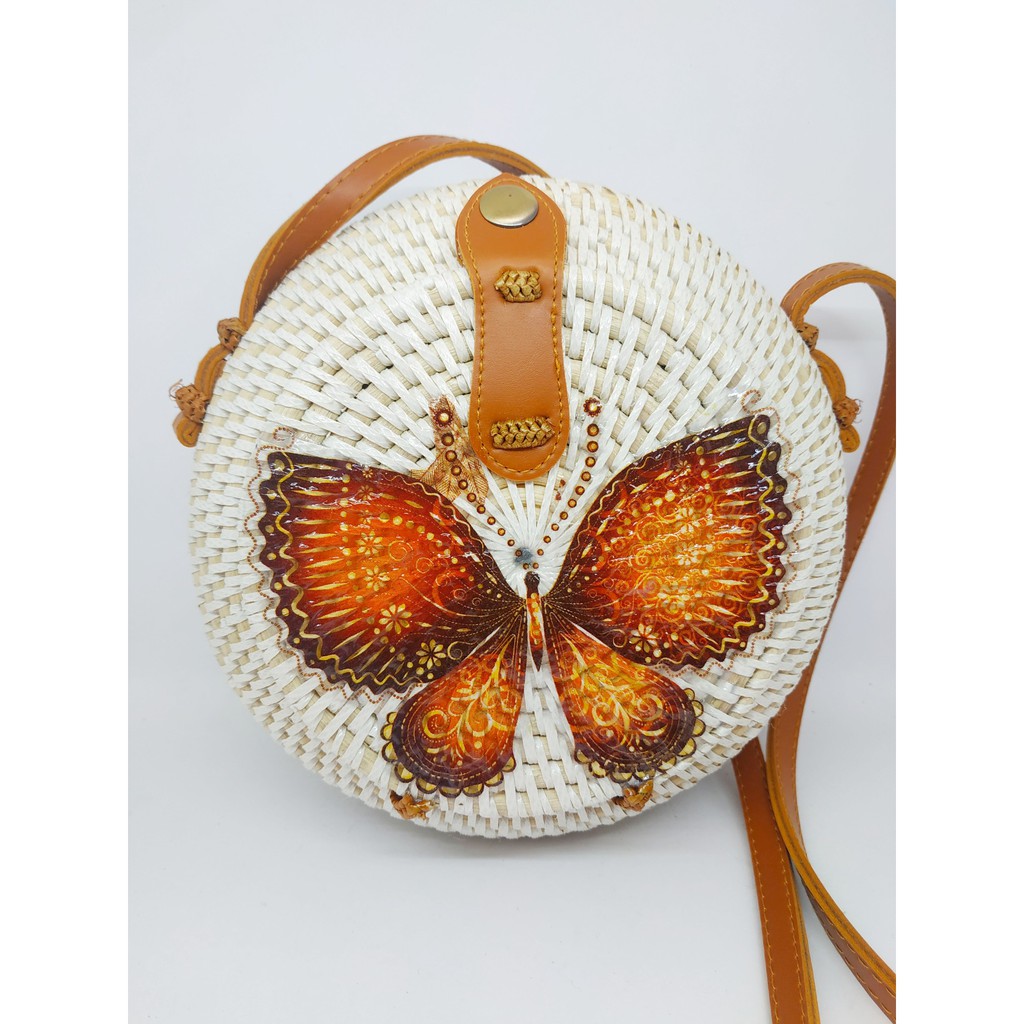 Rattan Bag With A Brown Butterfly Jug model, Free Bubblewrap