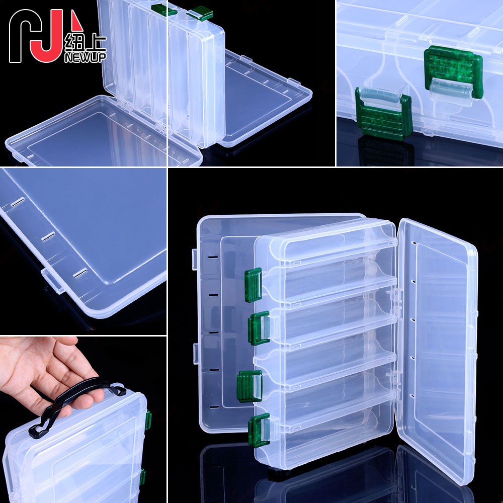 NEWUP】Double Sided Fishing Tackle Box Fishing Lure Box For Spinner Bait  Popper Minnow Swimbait Umpan Pancing