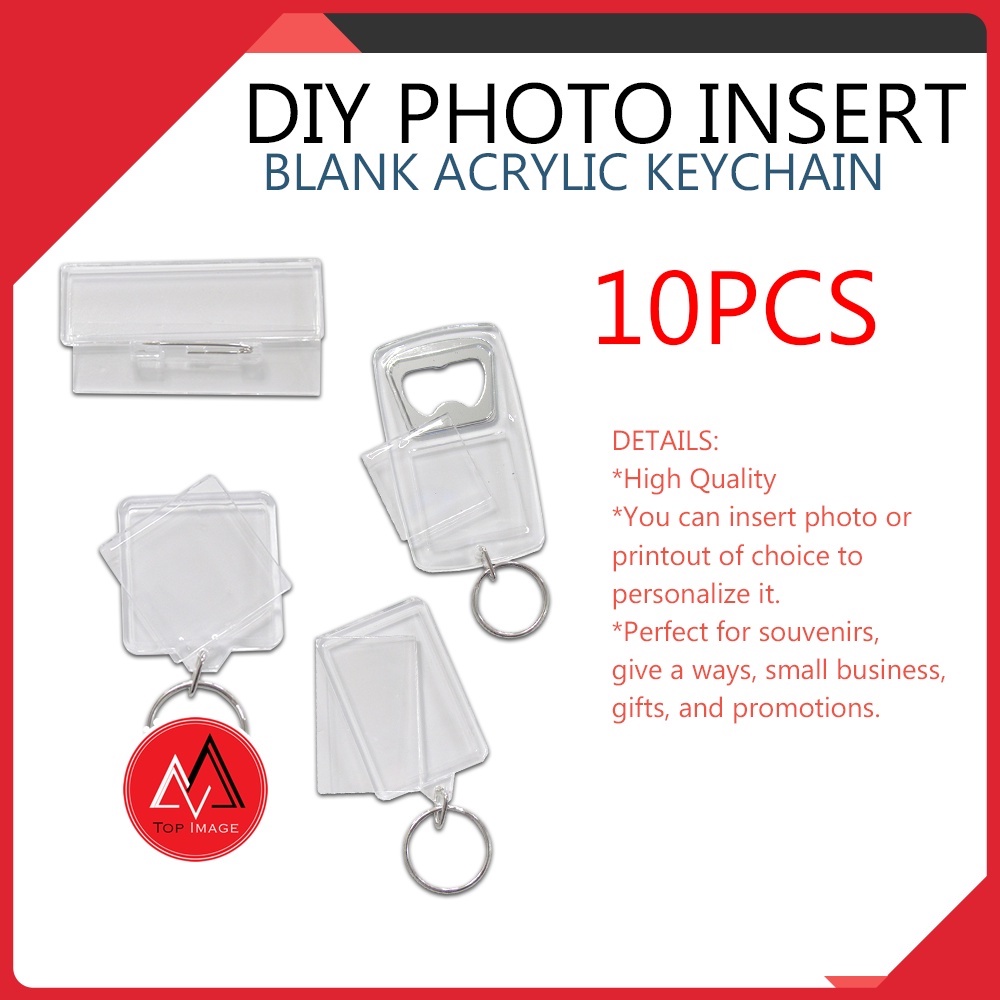 10 pcs Acrylic Keychain Blank Photo Insert Blank Keychain Personalized ...