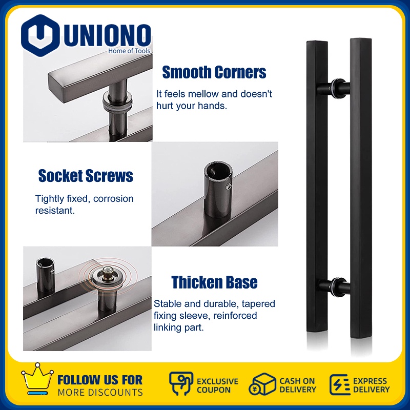 Uniono Door Knob Black Stainless Steel Sliding Door Knob Double Sided