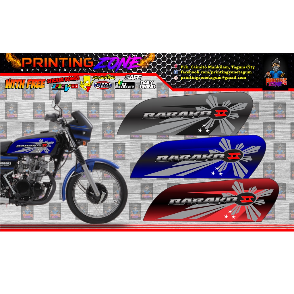 Kawasaki BARAKO 175 Ver. 1 & 2 Stock Side Tank Sticker Decals High ...