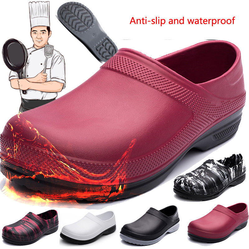 Chef Shoes for Men Women Kitchen Clog Shoes Anti-slip Waterproof Oil  Resistant Safety Work Shoes Hotel Cook Shoes for Chef Master Hotel  Restaurant White Black Slippers