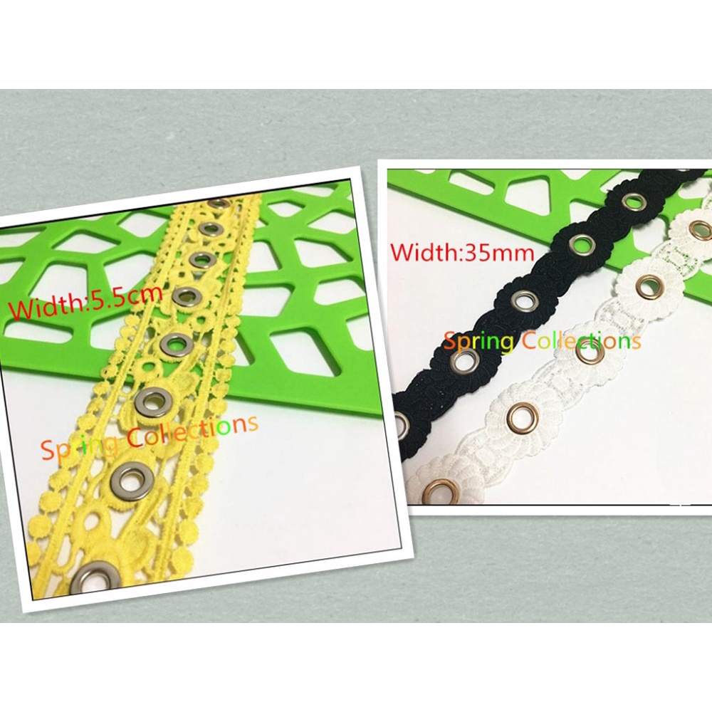 2yards Width 3555mm Garment Eyelets Grommet Tape with eyelet milk silk webbing trim tape for