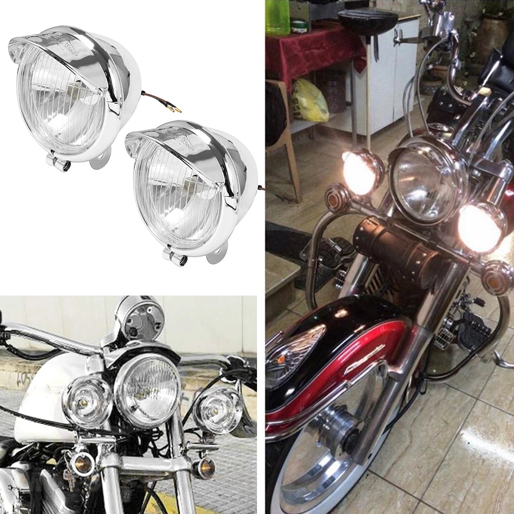 LED Fog Light & Turn Signal Combo Kit For Harley Touring & Chopper – Chrome Housing With Mounting Bars