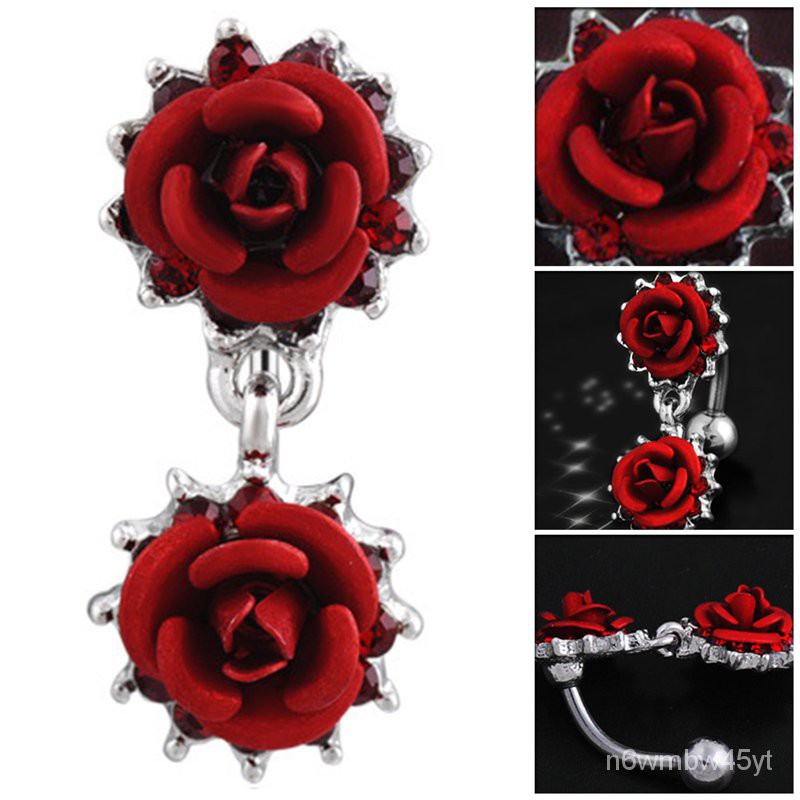 Exquisite Retro Fashion Flower Upsidedown Navel Nail Navel Button