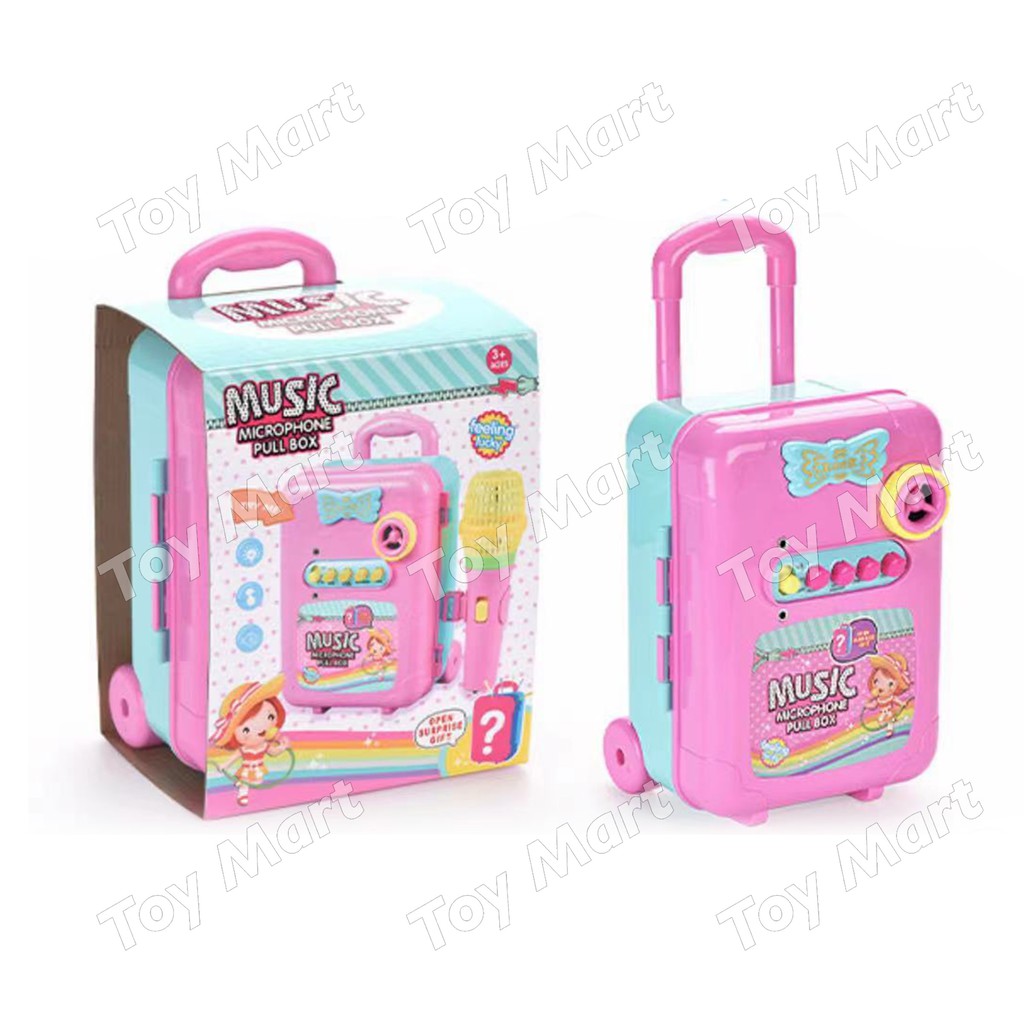 Music Microphone Karaoke Singing Portable Suitcase Loud Speaker Box w/ Light Sound Music