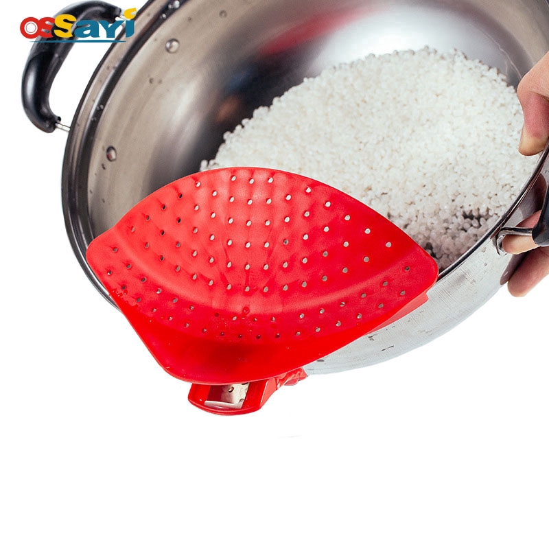 Ossayi Pot Drainer Strainer Sieve Filter Pasta Clip On Colander ...