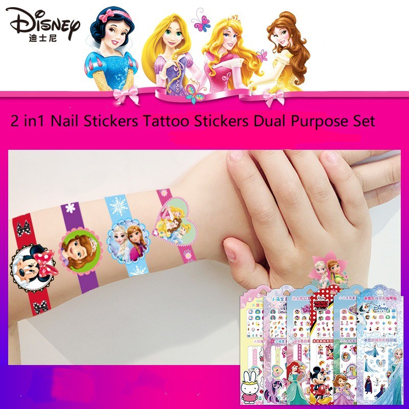 Frozen 2 in1 Nail Stickers Tattoo Stickers Dual Purpose Set | Princess ...
