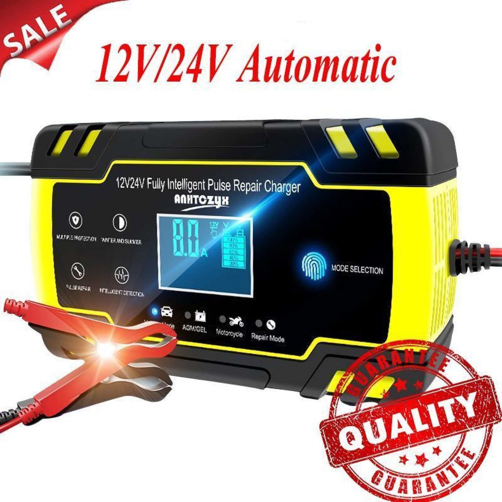 Anhtczyx Car Battery Charger 12V 8A 24V 4A Smart Fast Charging for AGM