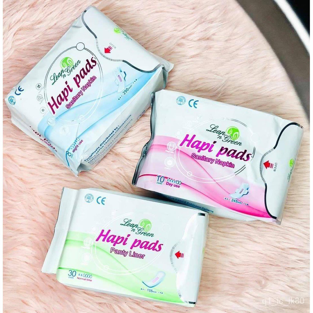 Lean N Green Hapi Pads (AntiBacterial sanitary Napkin, Negative Ions Napkin, Prevent UTI