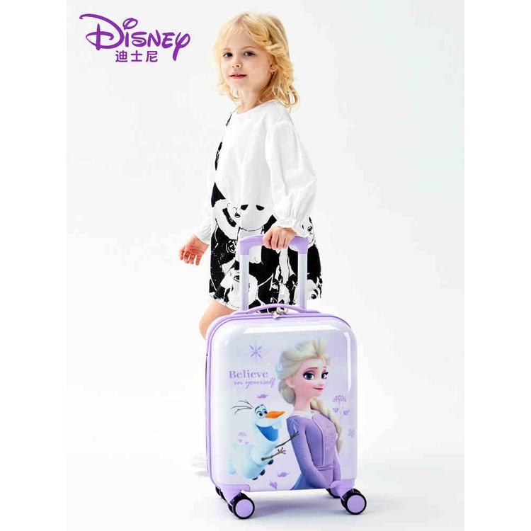 Disney Kids Travel Suitcase On Wheels Frozen Elsa Rolling Luggage Cute