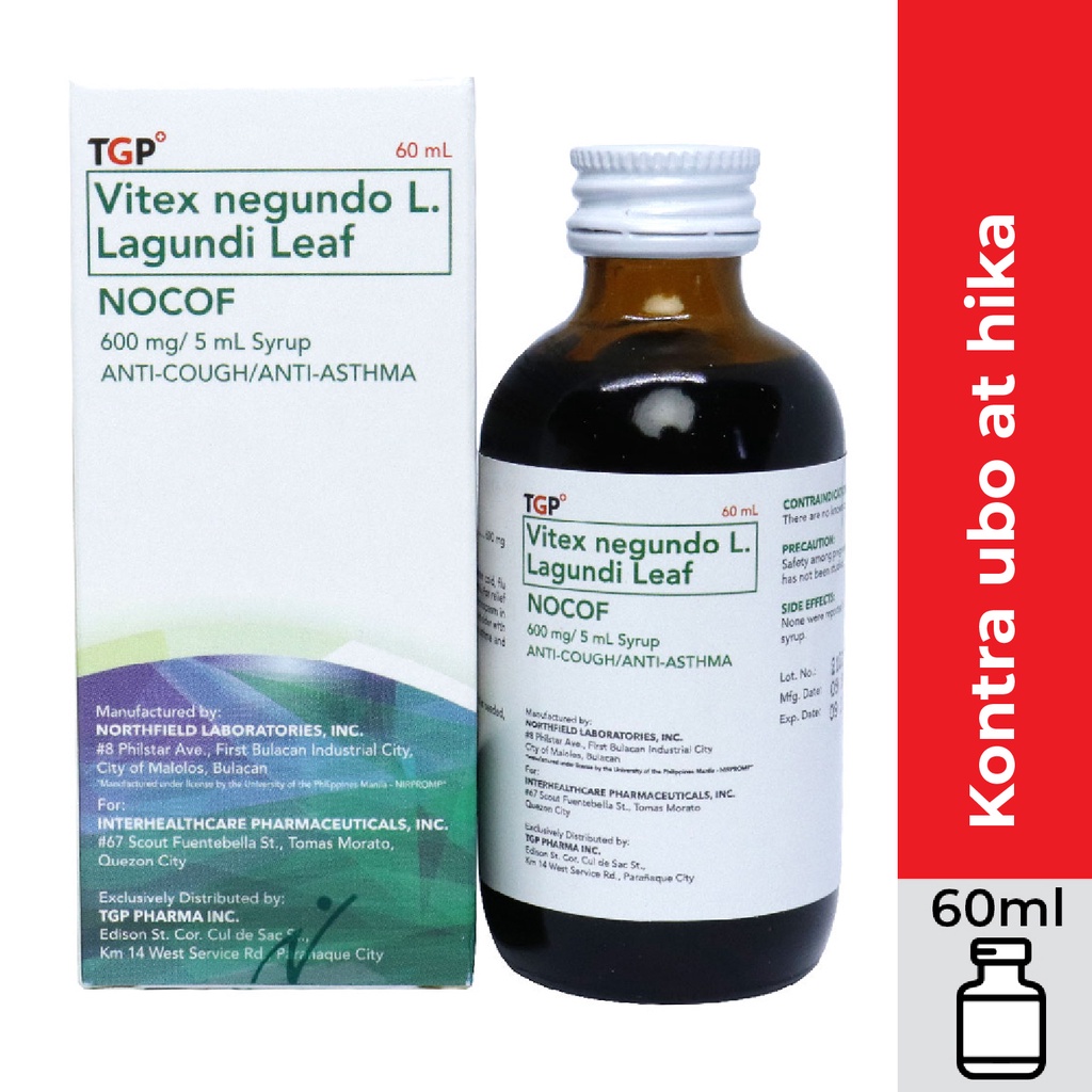 NOCOF TGP Vitex neg L. Lagundi Leaf 600mg/5ml 60ml Syrup 1 bottle
