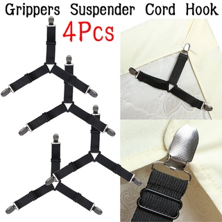 4pcs Adjustable Bed Sheet Fasteners Straps Elastic Mattress Cover Corner  Holder Clip Grippers Suspender Cord Hook Loop Clasps