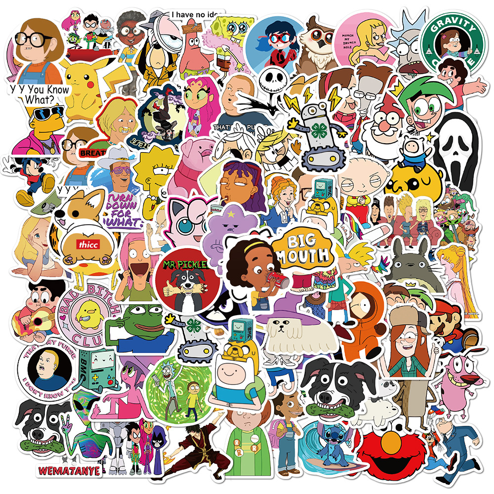 101pcs/pack Classic Cartoon Characters Collection Doodle Stickers ...