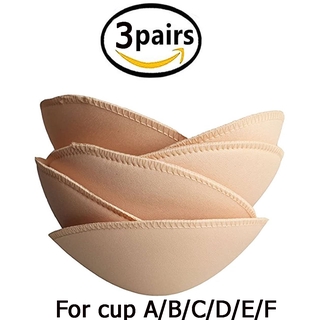 3 Pairs Round Bra Inserts (Light & Soft) Breathable And Sewed Bra Pads for  Cup A/B/C/D/E/F