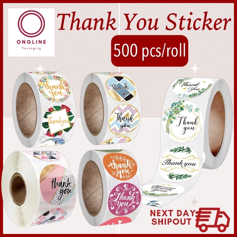 500 pcs | Thank You Sticker Tape Label | Shopee Philippines