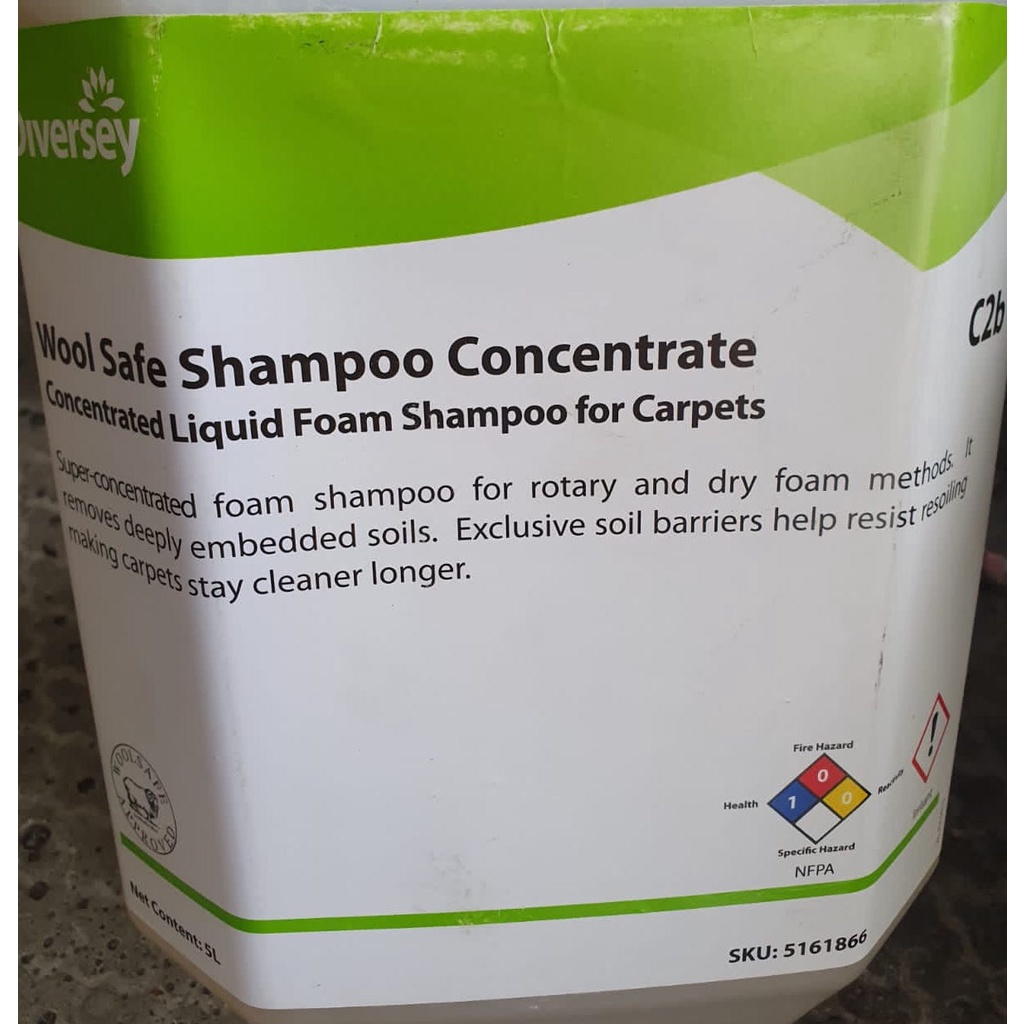 Diversey wool safe concentrated liquid foam shampoo for carpets 5L