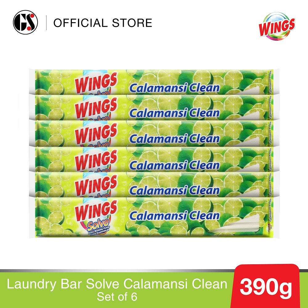 Wings Solve Calamansi Clean Laundry Bar Detergent 370g Set of 6