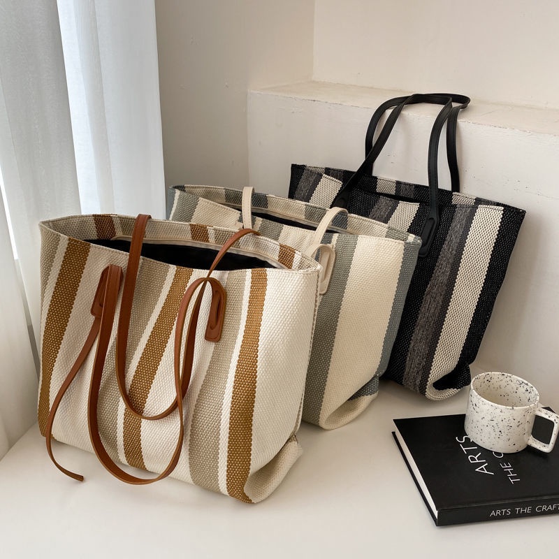Large capacity ladies work canvas bag fashion tote bag shoulder large bag Shopee Philippines
