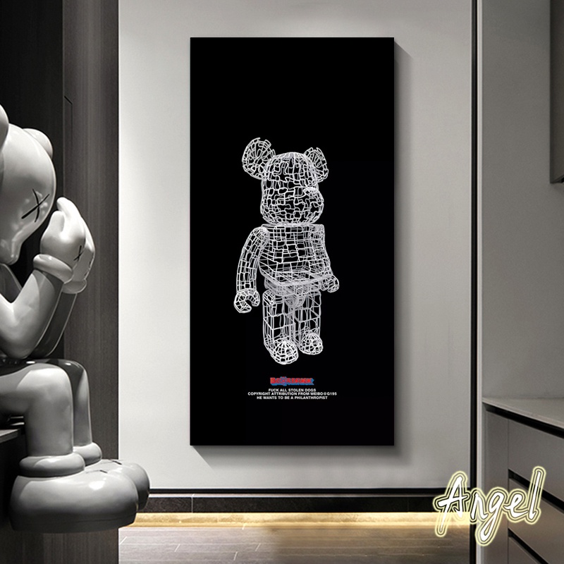 Nordic Style Cartoon Violent Bear Kaws Canvas Poster Living Room