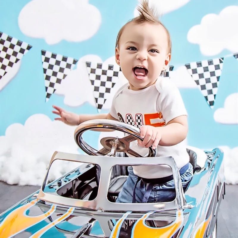 Vintage Retro Race Car Themed Fast One Year Old 1st First Birthday Boy