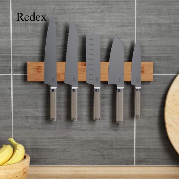 Redex Magnetic Knifes Rack Wall Mounted Bamboo Kitchen Utensil Knifes ...