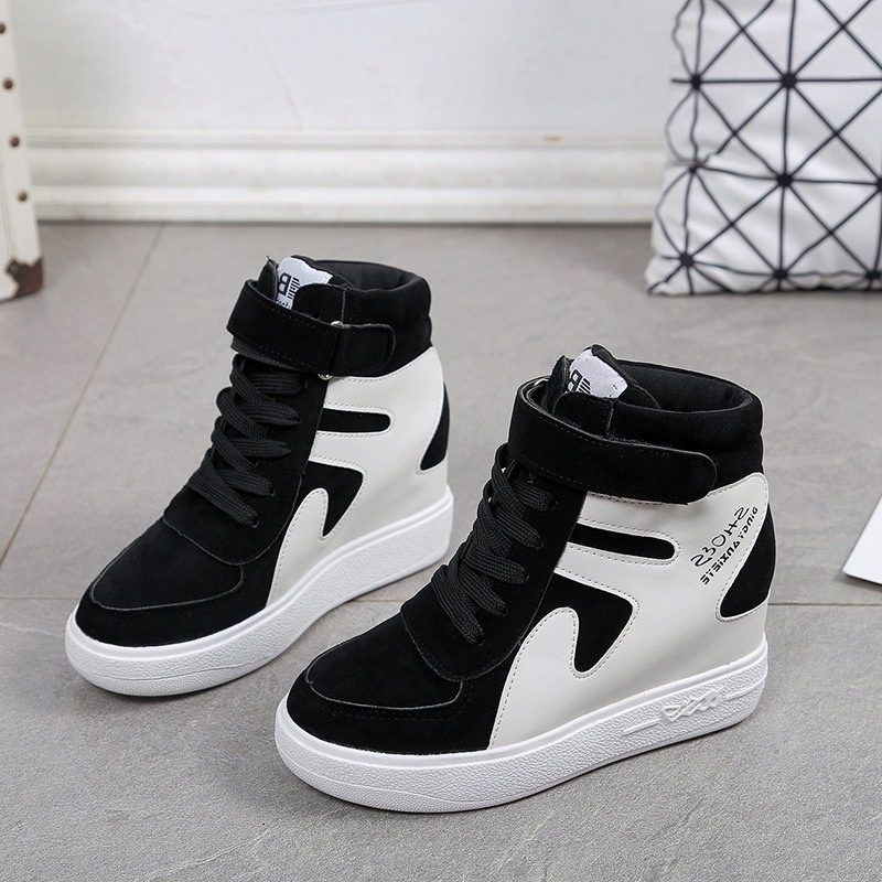 Korean sneaker for woman 4inch inner Heightening suede sport rubber ...