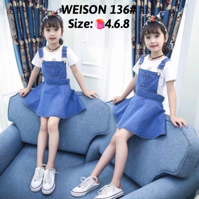 Kids Casual Korean style Denim Jumper dress Size age 4 6 8 Shopee Philippines