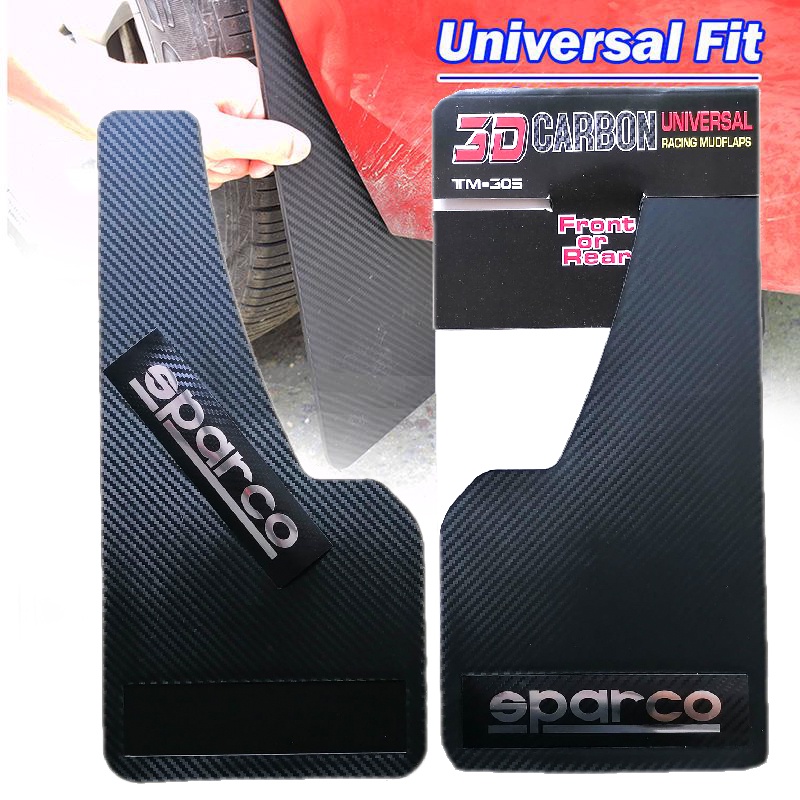 SPARCO 3D Universal Racing Carbon Mud Flaps Mudguard (2 pcs) Shopee