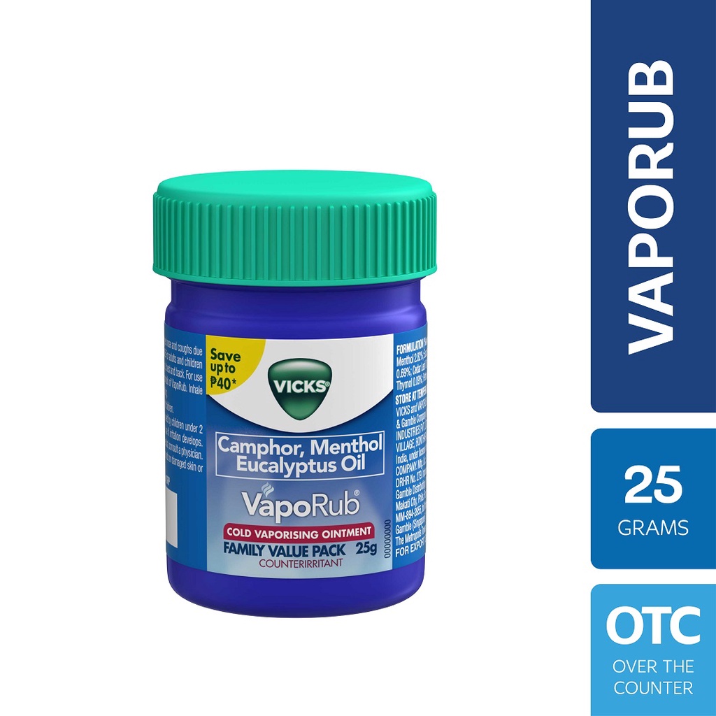 Vicks VapoRub Camphor Menthol Eucalyptus Oil 25g Family Value Pack ...