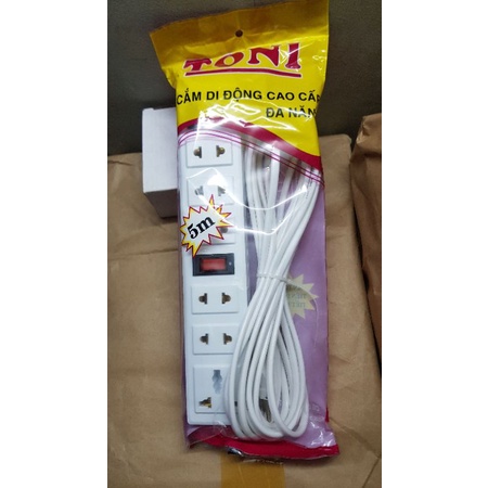 Toni long socket with 2 switches and 5 sockets, 5m or 3m long cord ...