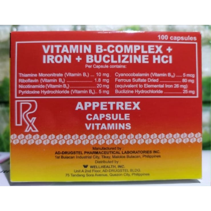 Appetrex/Apciron/Appetason Vitamin + Iron + Buclizine 100