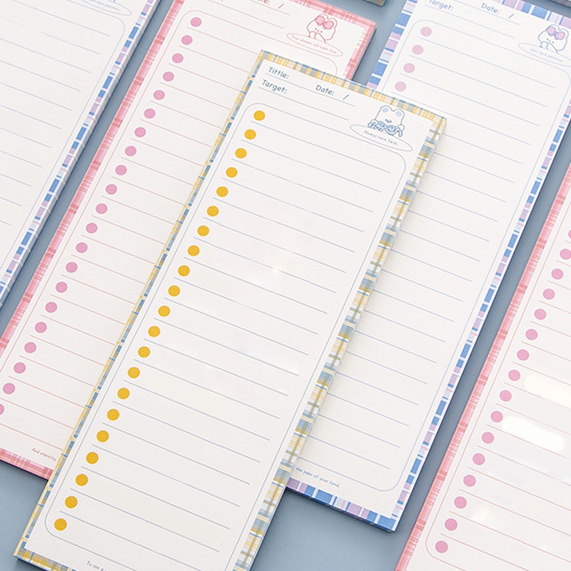50 Sheets B5 Korean Cartoon Long Strip Shape Notepad Non-Sticky To Do ...