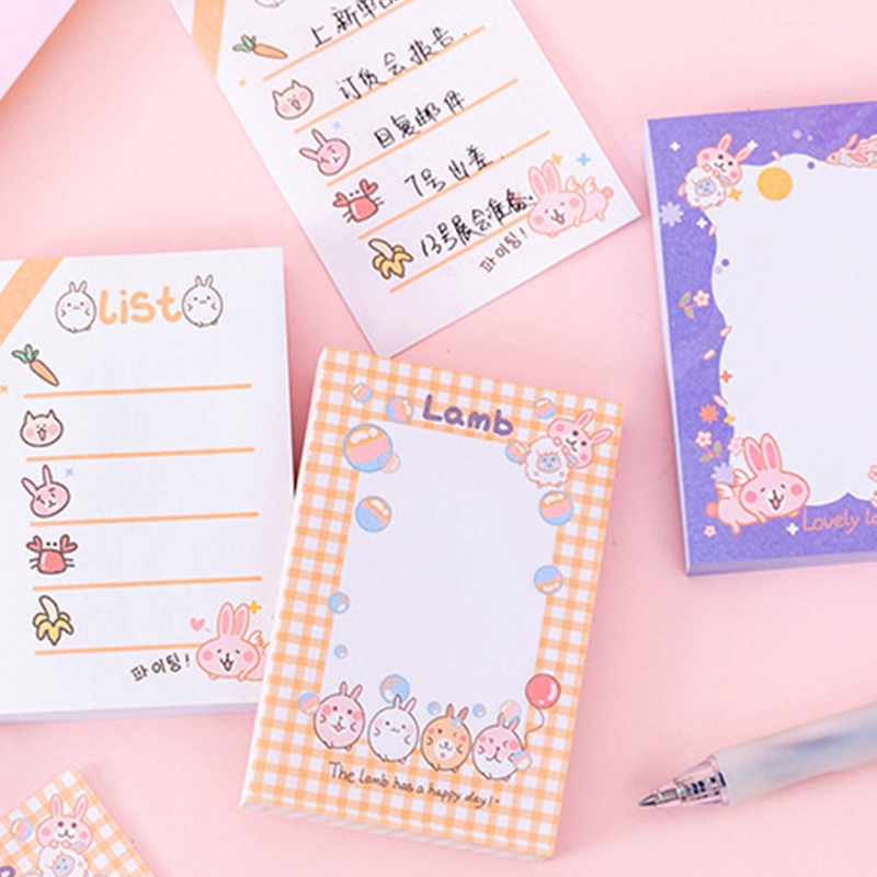 100 Sheets Cartoon Rabbit Sticky Note Student DIY Memo | Shopee Philippines