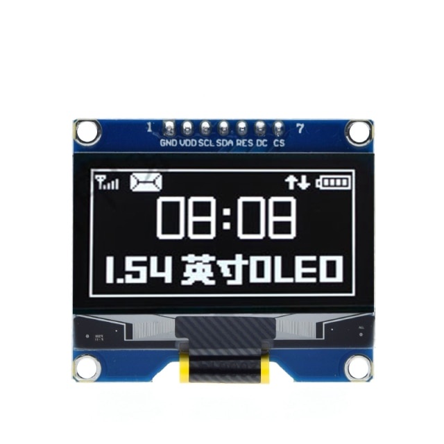 1.54 Inch White OLED Display Module – SSD1309, SPI, 128x64, 3.3V-5V