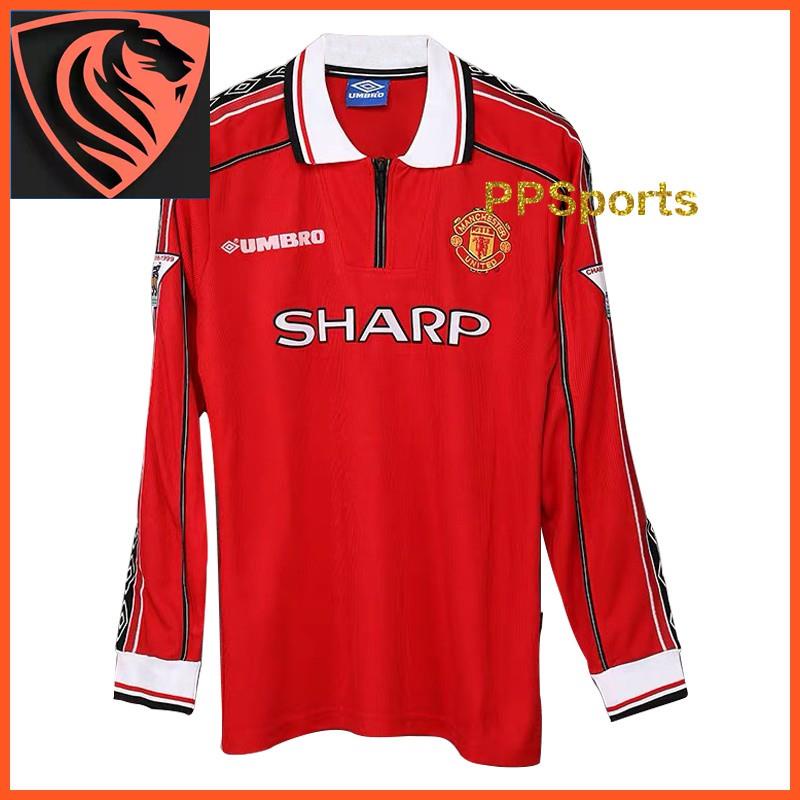 Manchester United 1998 Retro Home Football Jersey David Beckham Long ...