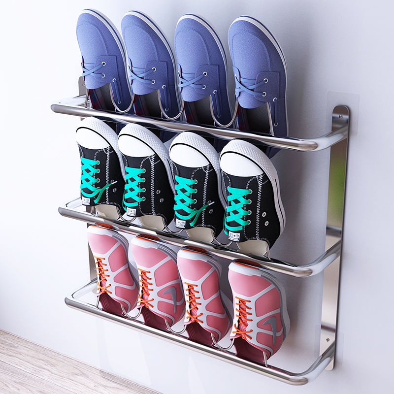 Stainless Steel Slipper Rack Simple Shoe Rack Wall Space Saving Shoes ...