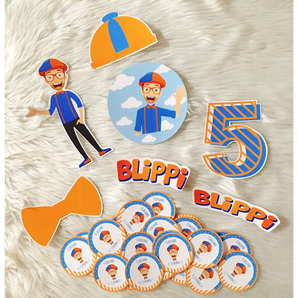 Blippi Cake and cupcake toppers (Free to add the name of the celebrant ...