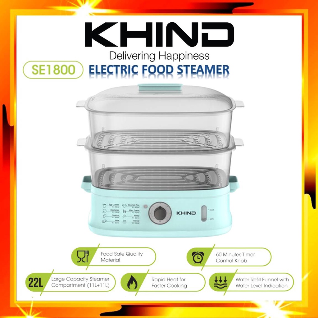KHIND SE1800 Electric Food Steamer 22L Shopee Philippines