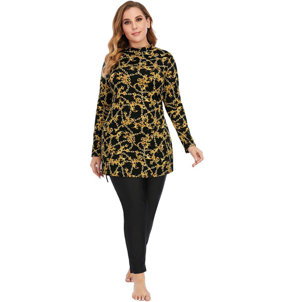 3XL-8XL Printed Halal Arab Muslim Women Swimwear Swimsuit Islamic Burkinis