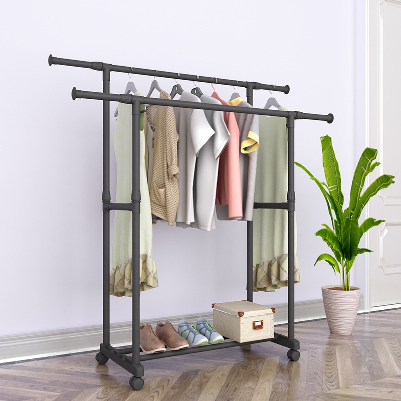 M&A PHC Adjustable Clothes Rack Simple Drying Rack Floor Folding Indoor ...