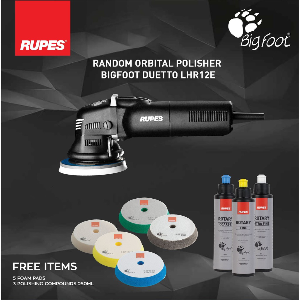 Rupes Bigfoot LHR12E Duetto Random Orbital Polisher - New Bundle ...