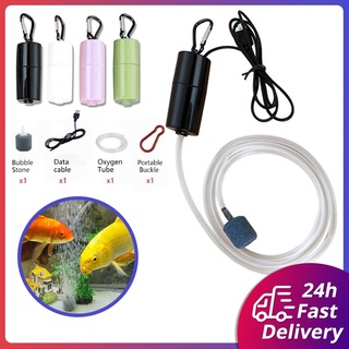 USB Fish Oxygen Air Pump Aquarium Ultra Quiet Oxygen Pump for Fish Tank  with Hanging Buckle - Black